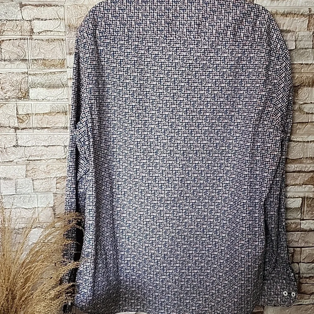 Bugatchi Shaped Fit Men's Blue /Orange Patterned Shirt Size XXL